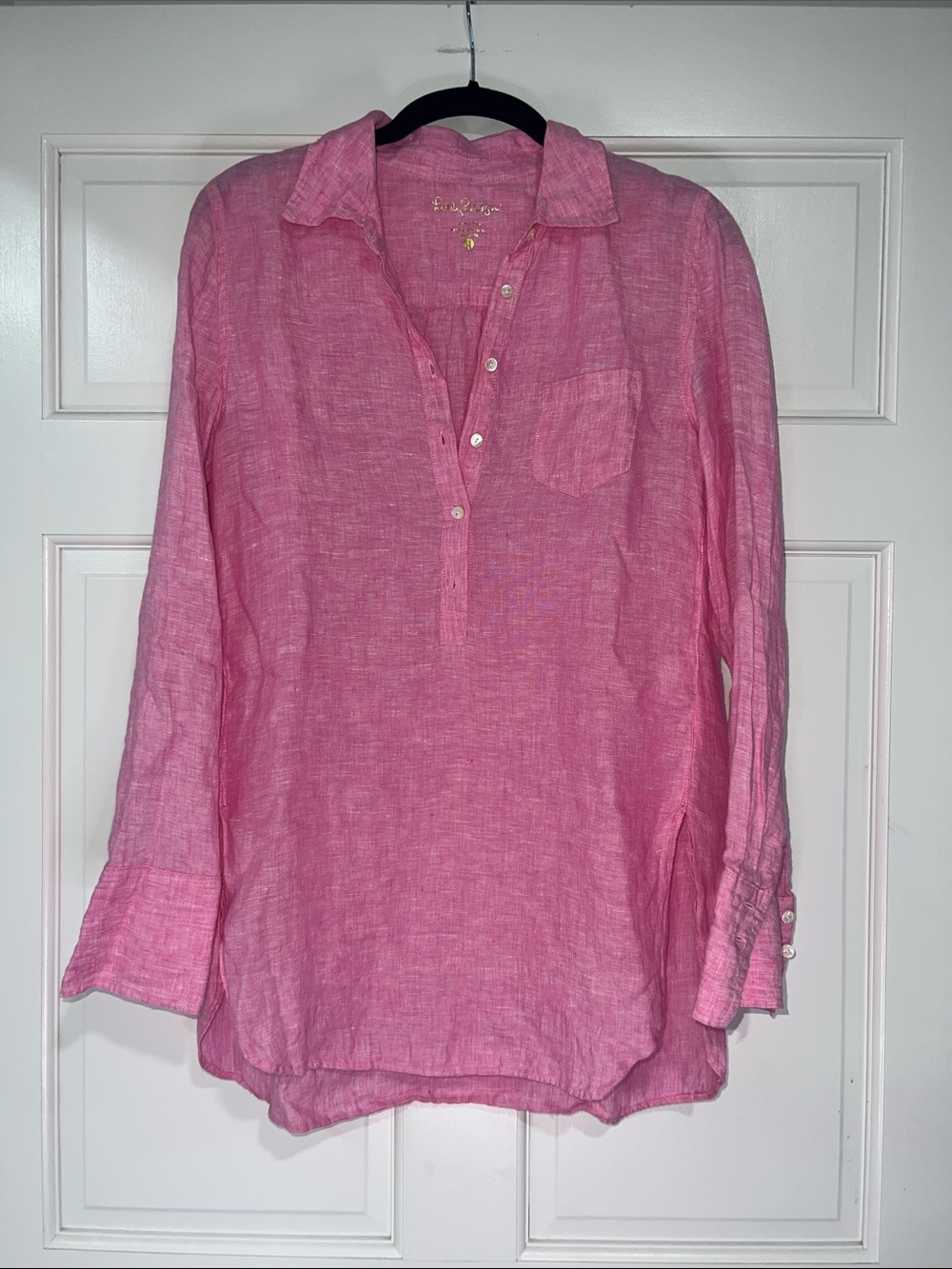 Lilly Pulitzer Rose-Pink Linen Button Down